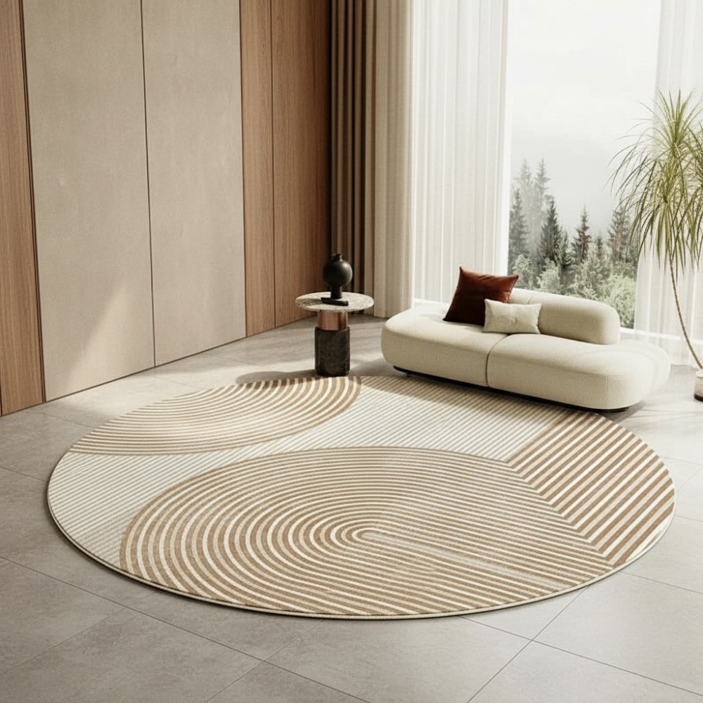 Velmora | Plush Round Japanese-Inspired Washable Area Rug | Ridorn