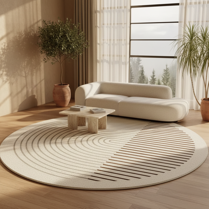 Velmora | Plush Round Japanese-Inspired Washable Area Rug | Ridorn