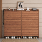 Vintage 3-Tier Walnut Shoe Storage Rack for Small Spaces | Ridorn-Shoe Storage-Ridorn