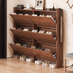 Vintage 3-Tier Walnut Shoe Storage Rack for Small Spaces | Ridorn-Shoe Storage-Ridorn
