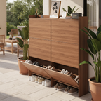 Vintage 3-Tier Walnut Shoe Storage Rack for Small Spaces | Ridorn-Shoe Storage-Ridorn