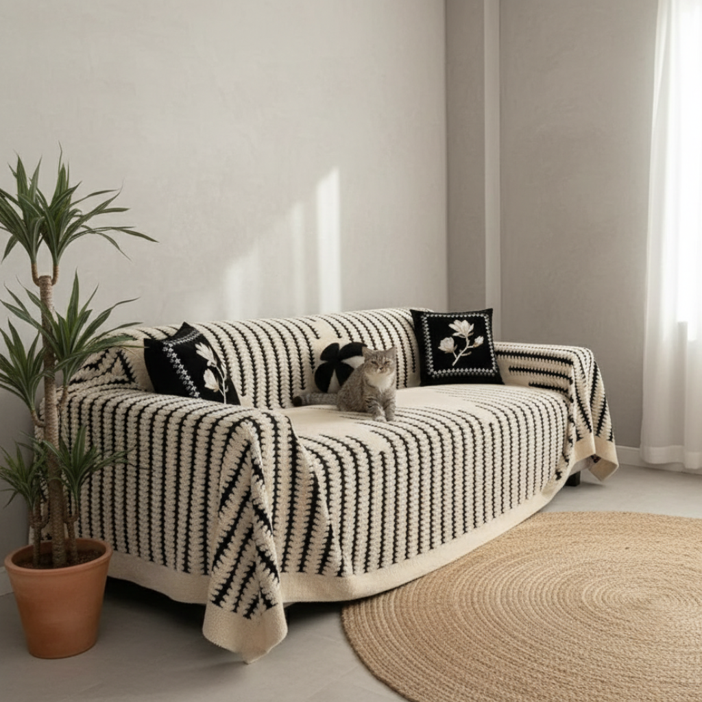 Vintage-Inspired Plush Tufted Couch Cover with Non-Slip | Ridorn