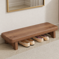 Vintage walnut solid wood shoe bench front view