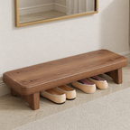 Vintage walnut solid wood shoe bench front view