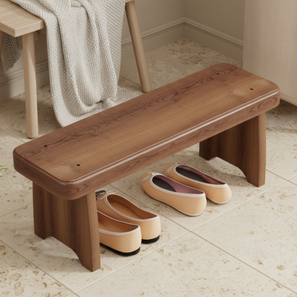 Vintage Solid Wood Shoe Bench with Walnut Storage for | Ridorn-Benches-Ridorn
