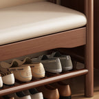 Vintage Walnut Shoe Storage Bench with Armrests and Padding | Ridorn-Benches-Ridorn