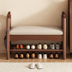 Vintage Walnut Shoe Storage Bench with Armrests and Padding | Ridorn-Benches-Ridorn
