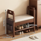 Vintage Walnut Shoe Storage Bench with Armrests and Padding | Ridorn-Benches-Ridorn