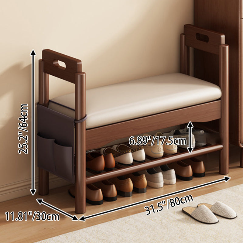 Vintage Walnut Shoe Storage Bench with Armrests and Padding | Ridorn-Benches-Ridorn