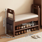 Vintage Walnut Shoe Storage Bench with Armrests and Padding | Ridorn-Benches-Ridorn
