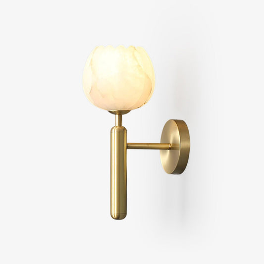 Decorative wall light brass and alabaster fixture front view