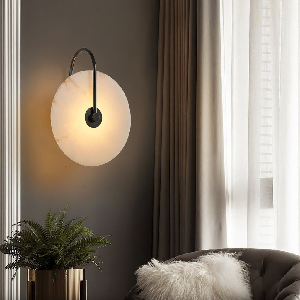 Wall Light Round | LED Alabaster Fixture | Ridorn