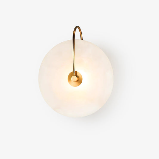 Indoor round wall light LED alabaster fixture front view