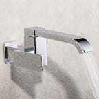 Wall Mounted Bathroom Faucet, Brass Low Arc Swivel Tap with Dual Lever Handles-Ridorn