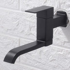 Wall Mounted Bathroom Faucet, Brass Low Arc Swivel Tap with Dual Lever Handles-Ridorn