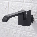 Wall Mounted Bathroom Faucet, Brass Low Arc Swivel Tap with Dual Lever Handles-Ridorn