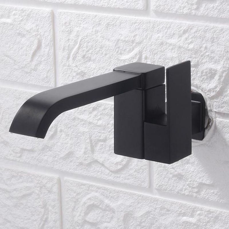 Wall Mounted Bathroom Faucet, Brass Low Arc Swivel Tap with Dual Lever Handles-Ridorn