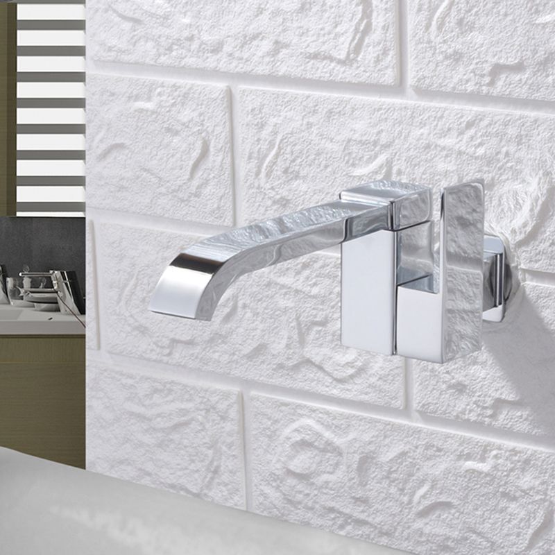 Wall Mounted Bathroom Faucet, Brass Low Arc Swivel Tap with Dual Lever Handles-Ridorn