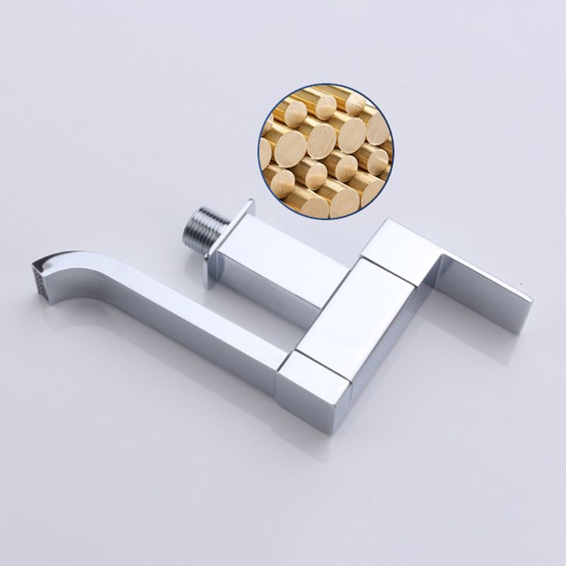 Wall Mounted Bathroom Faucet, Brass Low Arc Swivel Tap with Dual Lever Handles-Ridorn