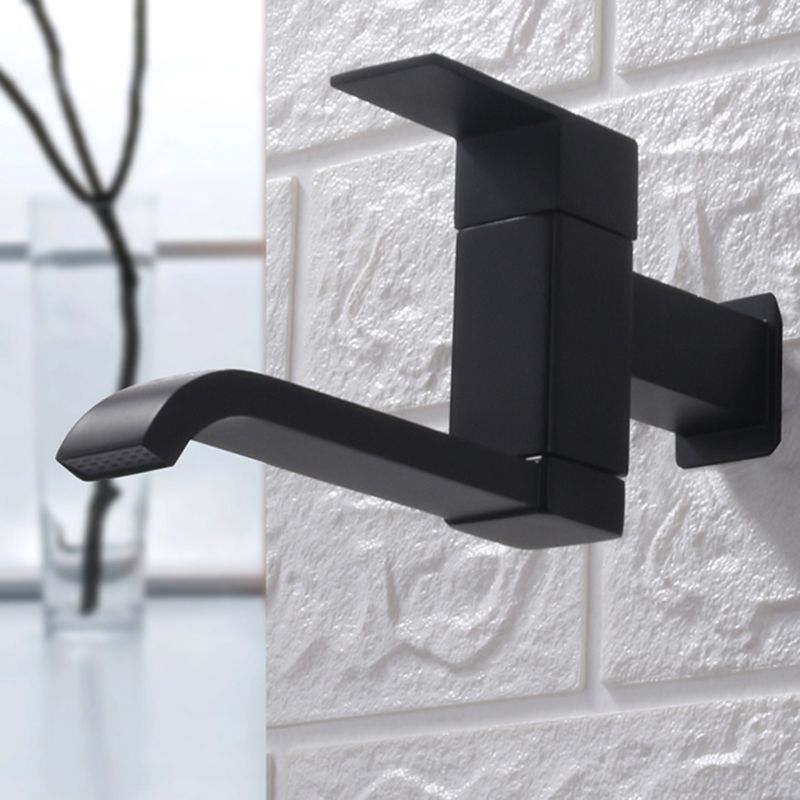 Wall Mounted Bathroom Faucet, Brass Low Arc Swivel Tap with Dual Lever Handles-Ridorn