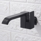 Wall Mounted Bathroom Faucet, Brass Low Arc Swivel Tap with Dual Lever Handles-Ridorn