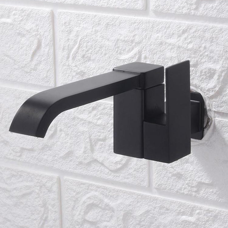Wall Mounted Bathroom Faucet, Brass Low Arc Swivel Tap with Dual Lever Handles-Ridorn