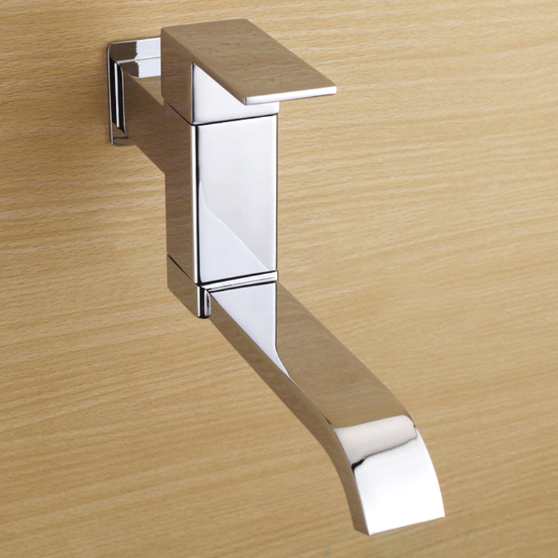 Wall Mounted Bathroom Faucet, Brass Low Arc Swivel Tap with Dual Lever Handles-Ridorn