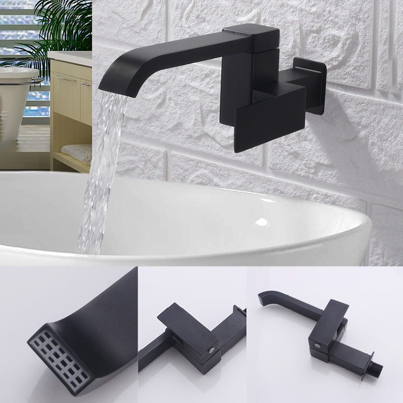 Wall Mounted Bathroom Faucet, Brass Low Arc Swivel Tap with Dual Lever Handles-Ridorn
