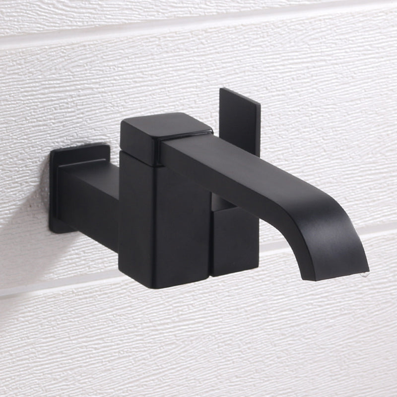 Wall Mounted Bathroom Faucet, Brass Low Arc Swivel Tap with Dual Lever Handles-Ridorn