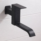 Wall Mounted Bathroom Faucet, Brass Low Arc Swivel Tap with Dual Lever Handles-Ridorn