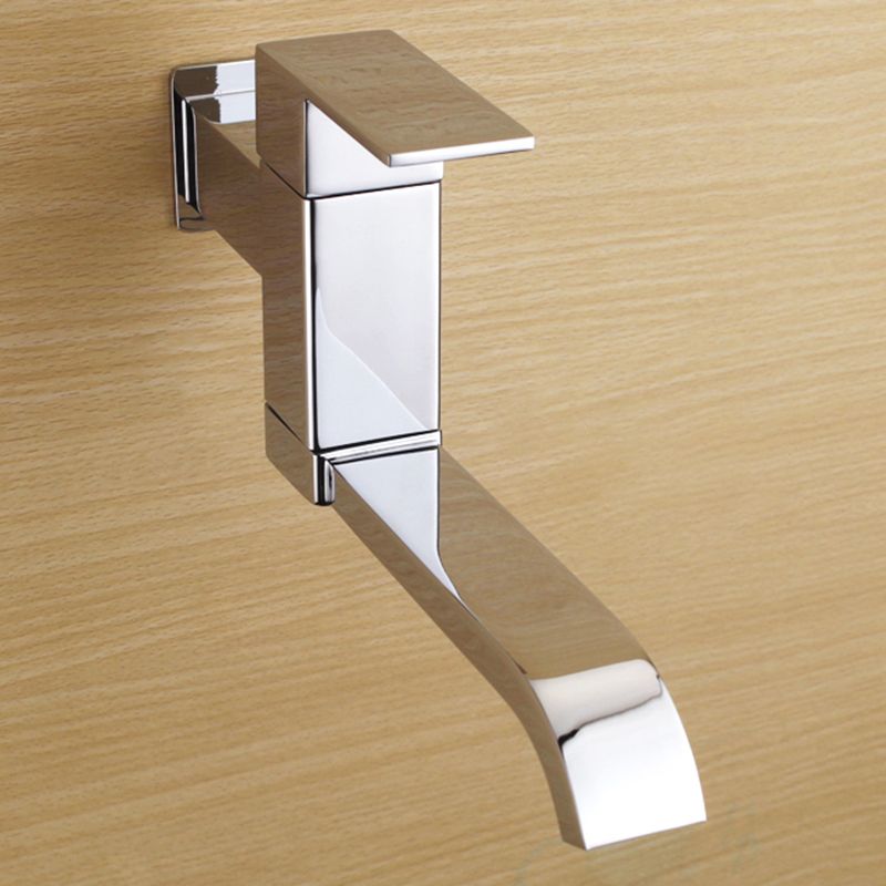 Wall Mounted Bathroom Faucet, Brass Low Arc Swivel Tap with Dual Lever Handles-Ridorn