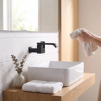 Wall Mounted Bathroom Faucet, Brass Low Arc Swivel Tap with Dual Lever Handles-Ridorn
