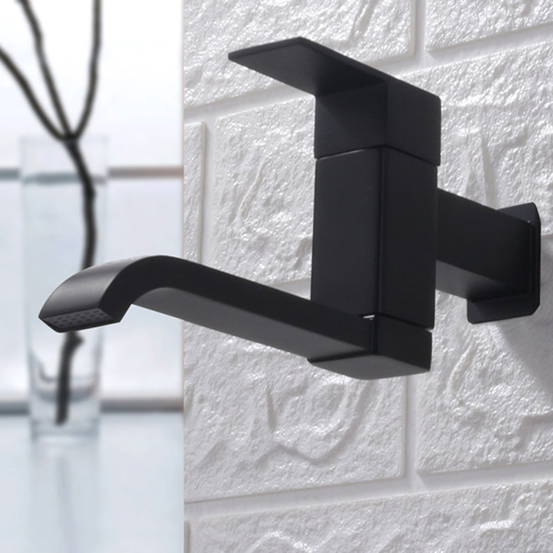 Wall Mounted Bathroom Faucet, Brass Low Arc Swivel Tap with Dual Lever Handles-Ridorn