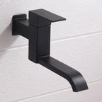 Wall Mounted Bathroom Faucet, Brass Low Arc Swivel Tap with Dual Lever Handles-Ridorn
