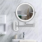 Unisex circular wall mounted LED magnifying bathroom mirror front view