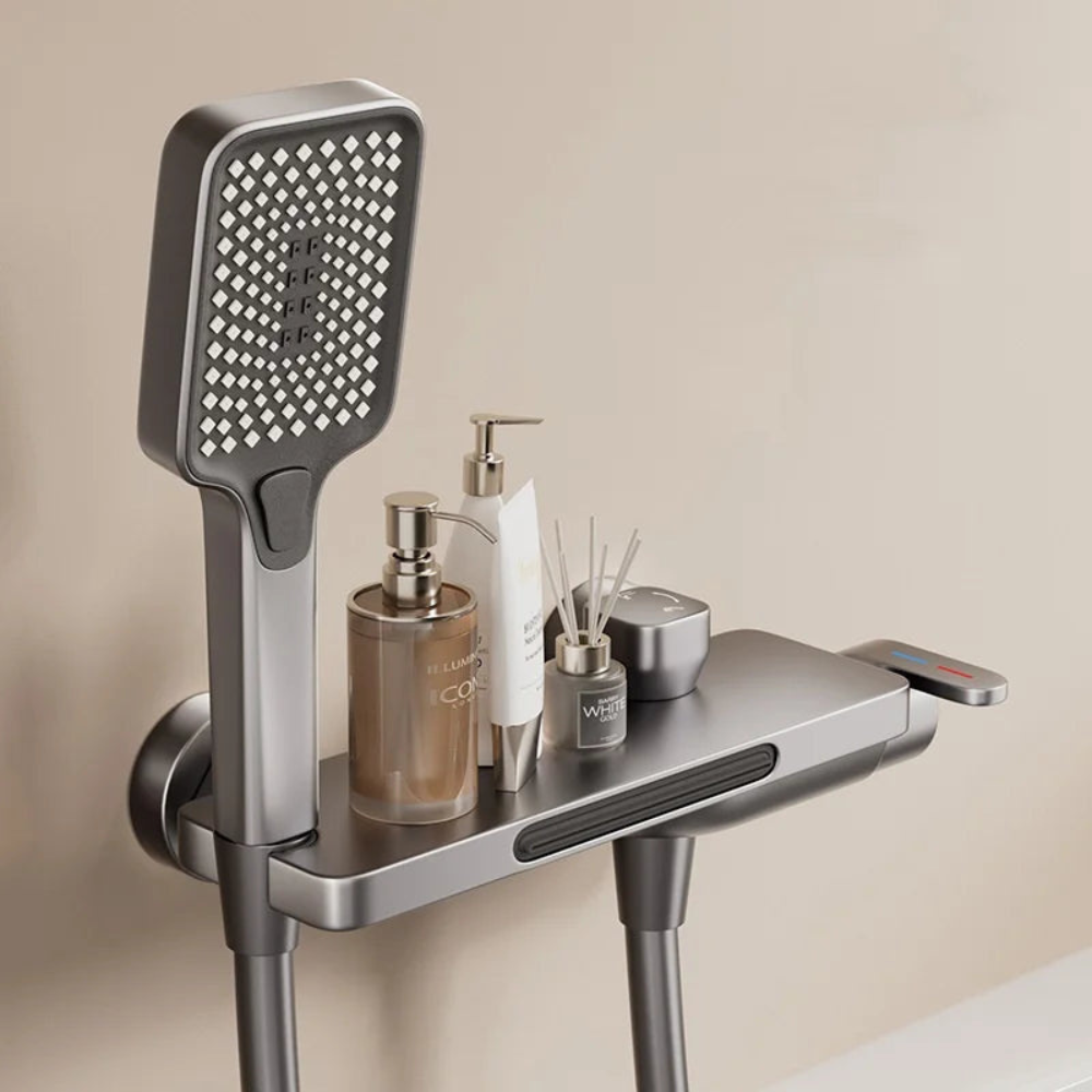 Wall Mounted Waterfall Bath Faucet | Modern Bathroom Mixer Tap with Hand Shower | Ridorn-Bathroom Accessories-Ridorn