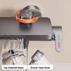 Wall Mounted Waterfall Bath Faucet | Modern Bathroom Mixer Tap with Hand Shower | Ridorn-Bathroom Accessories-Ridorn