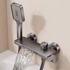 Wall Mounted Waterfall Bath Faucet | Modern Bathroom Mixer Tap with Hand Shower | Ridorn-Bathroom Accessories-Ridorn