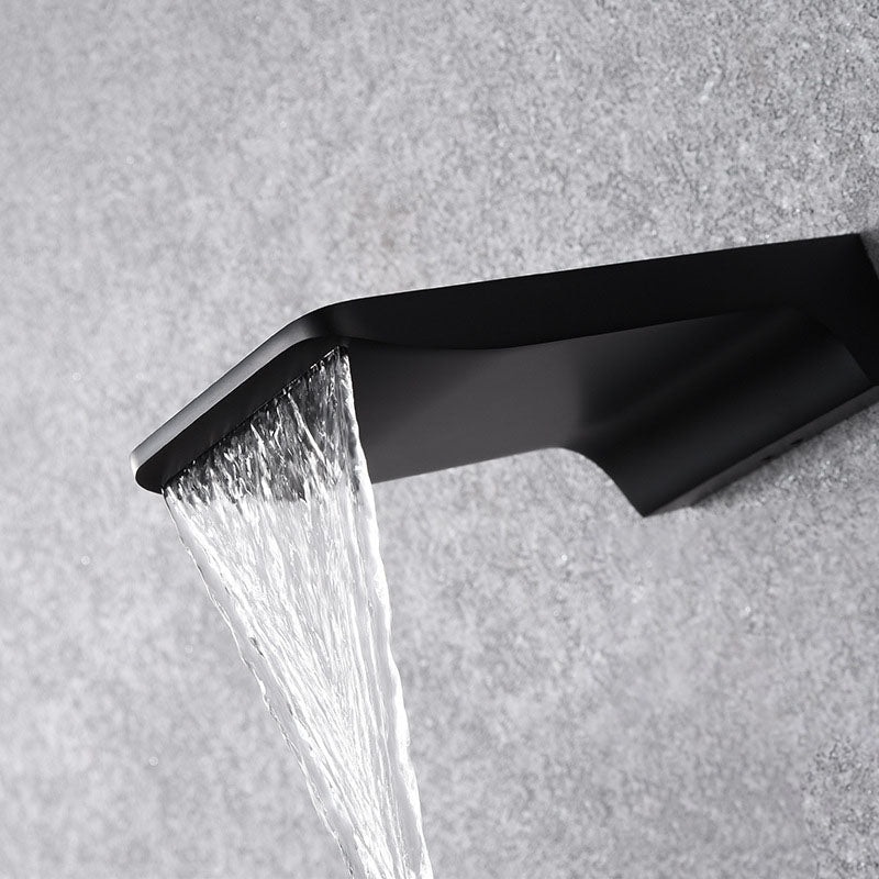 Wall Mounted Waterfall Faucet, Black Copper Concealed Basin Mixer Tap, Hot & Cold-Ridorn