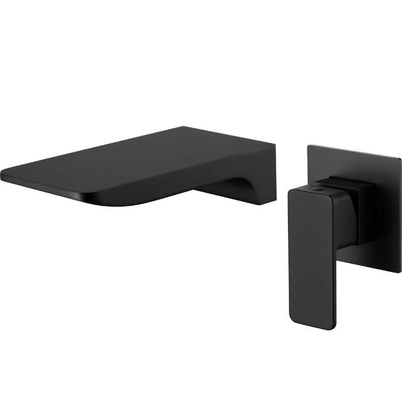Wall Mounted Waterfall Faucet, Black Copper Concealed Basin Mixer Tap, Hot & Cold-Ridorn
