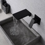 Wall Mounted Waterfall Faucet, Black Copper Concealed Basin Mixer Tap, Hot & Cold-Ridorn