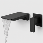 Wall Mounted Waterfall Faucet, Black Copper Concealed Basin Mixer Tap, Hot & Cold