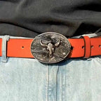 Western Belt Buckle, Oval Metal Cowboy Buckle with Decorative Vintage Design-Ridorn
