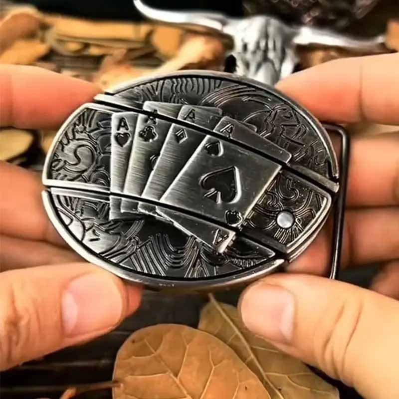 Western Belt Buckle, Oval Metal Cowboy Buckle with Decorative Vintage Design-Ridorn