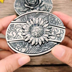 Western Belt Buckle, Oval Metal Cowboy Buckle with Decorative Vintage Design-Ridorn
