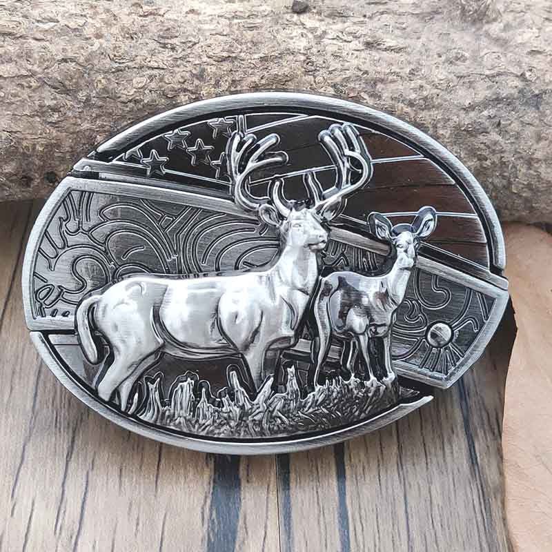 Western Belt Buckle, Oval Metal Cowboy Buckle with Decorative Vintage Design-Ridorn