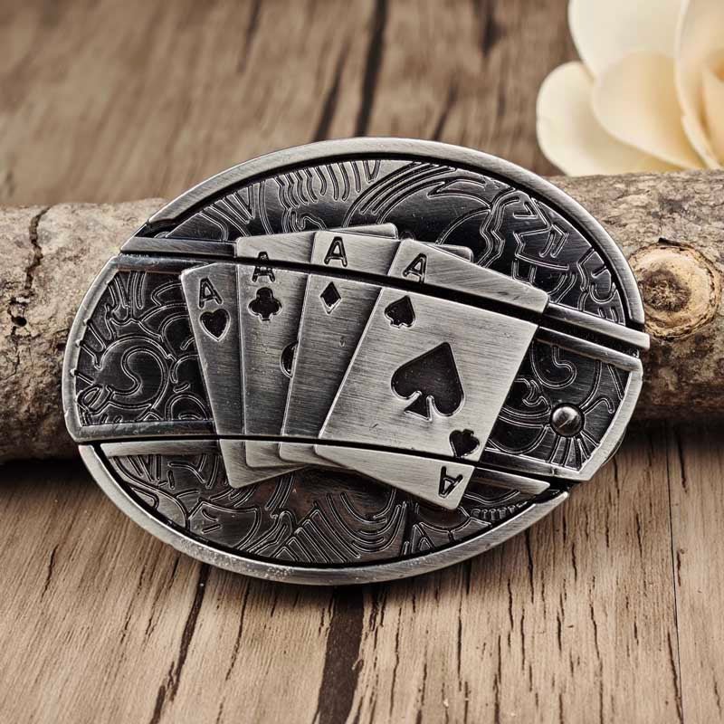 Western Belt Buckle, Oval Metal Cowboy Buckle with Decorative Vintage Design-Ridorn