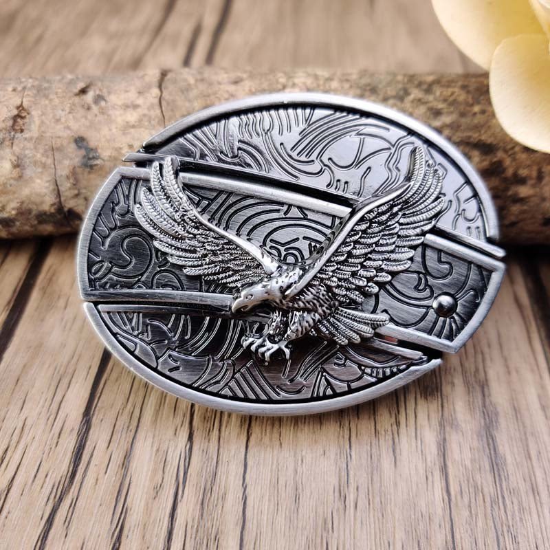 Western Belt Buckle, Oval Metal Cowboy Buckle with Decorative Vintage Design-Ridorn