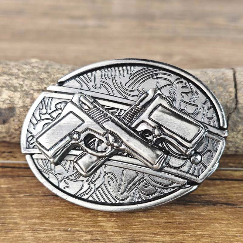 Western Belt Buckle, Oval Metal Cowboy Buckle with Decorative Vintage Design-Ridorn