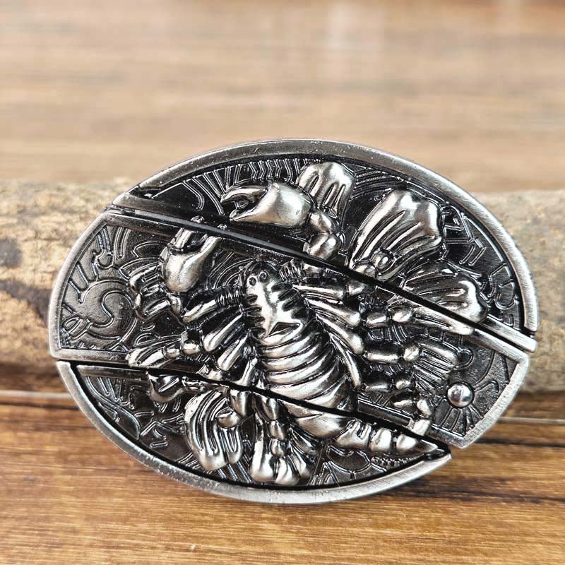 Western Belt Buckle, Oval Metal Cowboy Buckle with Decorative Vintage Design-Ridorn